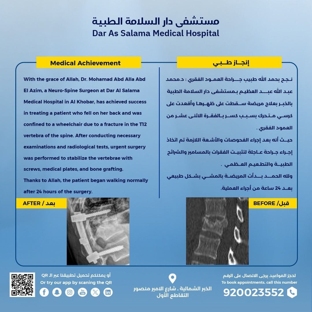 Medical achievement of Dr. Mohamed Abdelazim, spine surgery