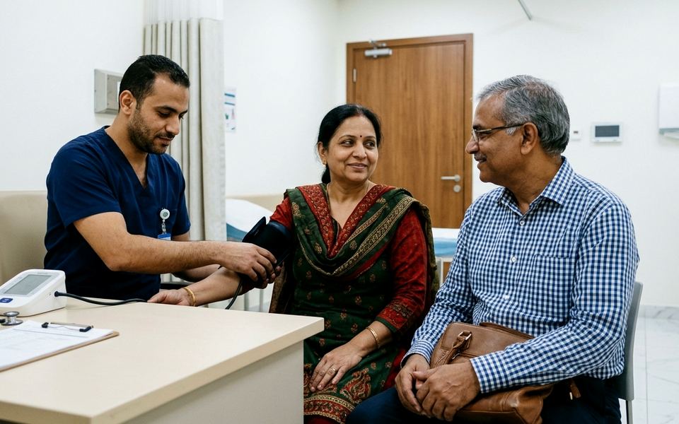 A blood pressure check at Dar As Salama
